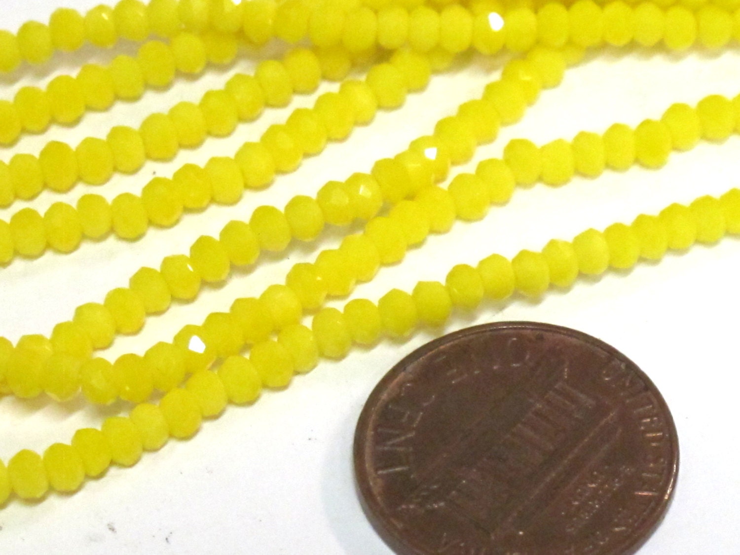 1 strand 15 inches long - Sparkly nice shine 3 mm size Faceted rondelle shape yellow color crystal glass beads - AB063