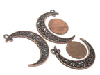 4 charms- Moon shape connector charm pendants supply rustic copper color finish - CM203