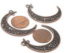 4 charms- Moon shape connector charm pendants supply rustic copper color finish - CM203