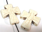 1 Bead - White cream color howlite cross bead large size 36 mm x 30 mm - GM418