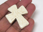 1 Bead - White cream color howlite cross bead large size 36 mm x 30 mm - GM418