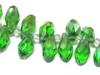 20 beads - Faceted teardrop shape green peridot color shiny crystal glass beads - AB065