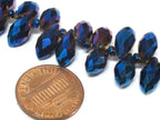 20 glass beads - Faceted teardrop shape titanium blue color shiny crystal glass beads - AB066