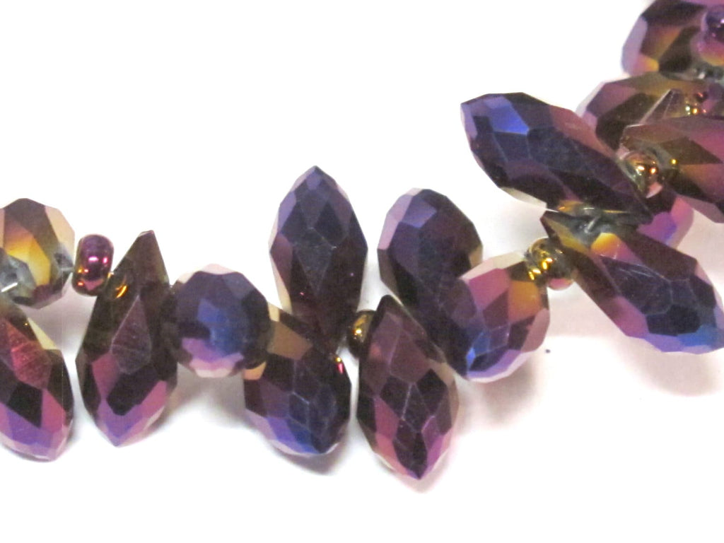 20 glass beads - Faceted teardrop shape royal purple color shiny crystal AB glass beads - AB067