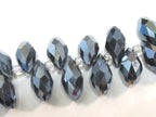 20 beads - Faceted teardrop shape smoky grey black color shiny crystal glass beads - AB068