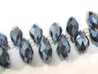 20 beads - Faceted teardrop shape smoky grey black color shiny crystal glass beads - AB068