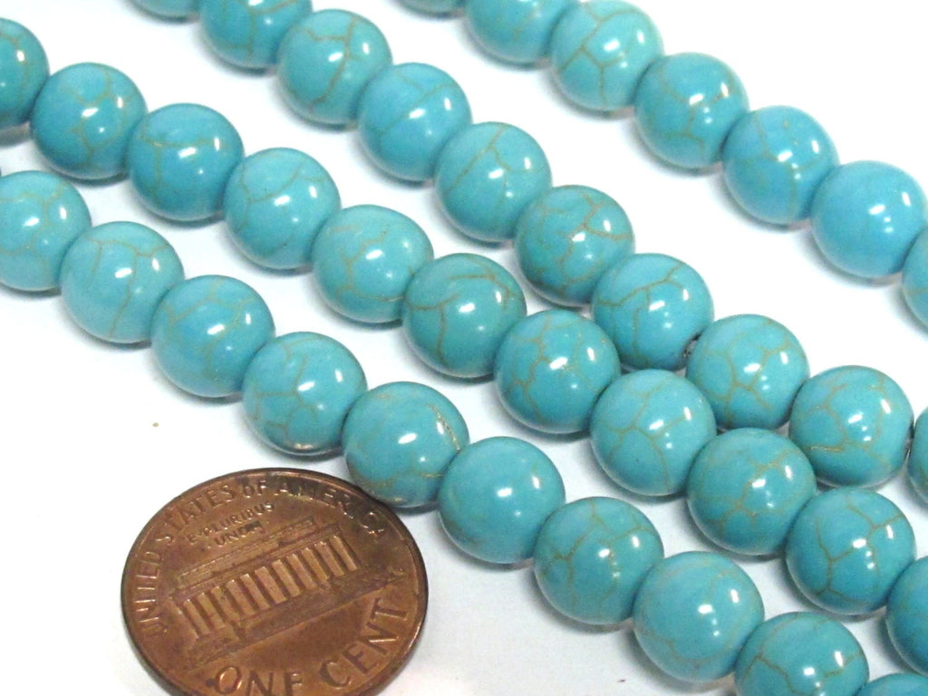 50 Beads - Round shape blue turquoise color howlite beads 8 mm size - GM419