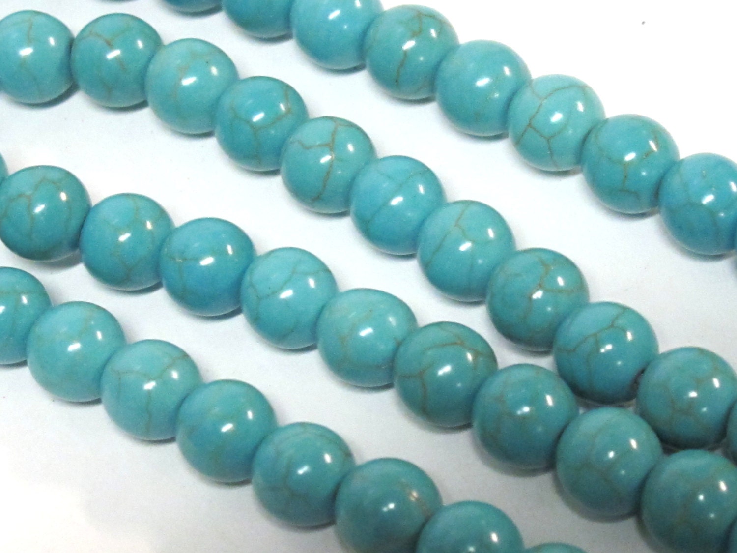 50 Beads - Round shape blue turquoise color howlite beads 8 mm size - GM419
