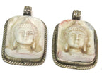 1 Pendant - Tibetan buddha pendant white cream color Buddha pendant antiqued finish - Nepal Tibetan pendants - PS001A