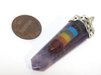 1 pendant - Purple Amethyst 7 chakra gemstones energy pendant - PM541