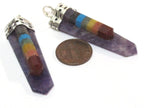 1 pendant - Purple Amethyst 7 chakra gemstones energy pendant - PM541
