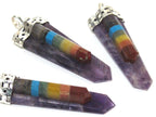 1 pendant - Purple Amethyst 7 chakra gemstones energy pendant - PM541