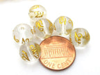 8 Beads-Tibetan om mantra etched clear quartz beads 10 mm - GM231s