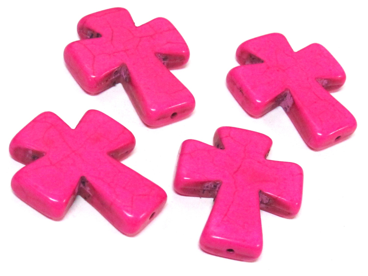 1 Bead - Hot fuschia pink color howlite cross bead 36 mm x 30 mm - GM420