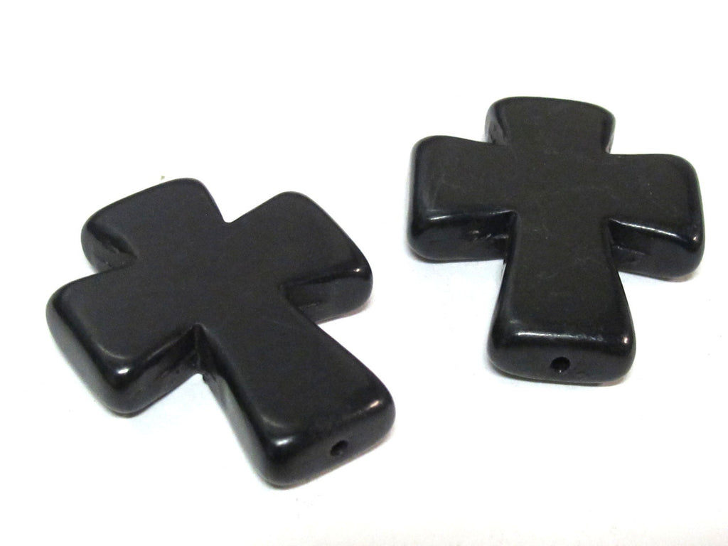 1 Bead - Black color howlite cross bead 36 mm x 30 mm - GM421
