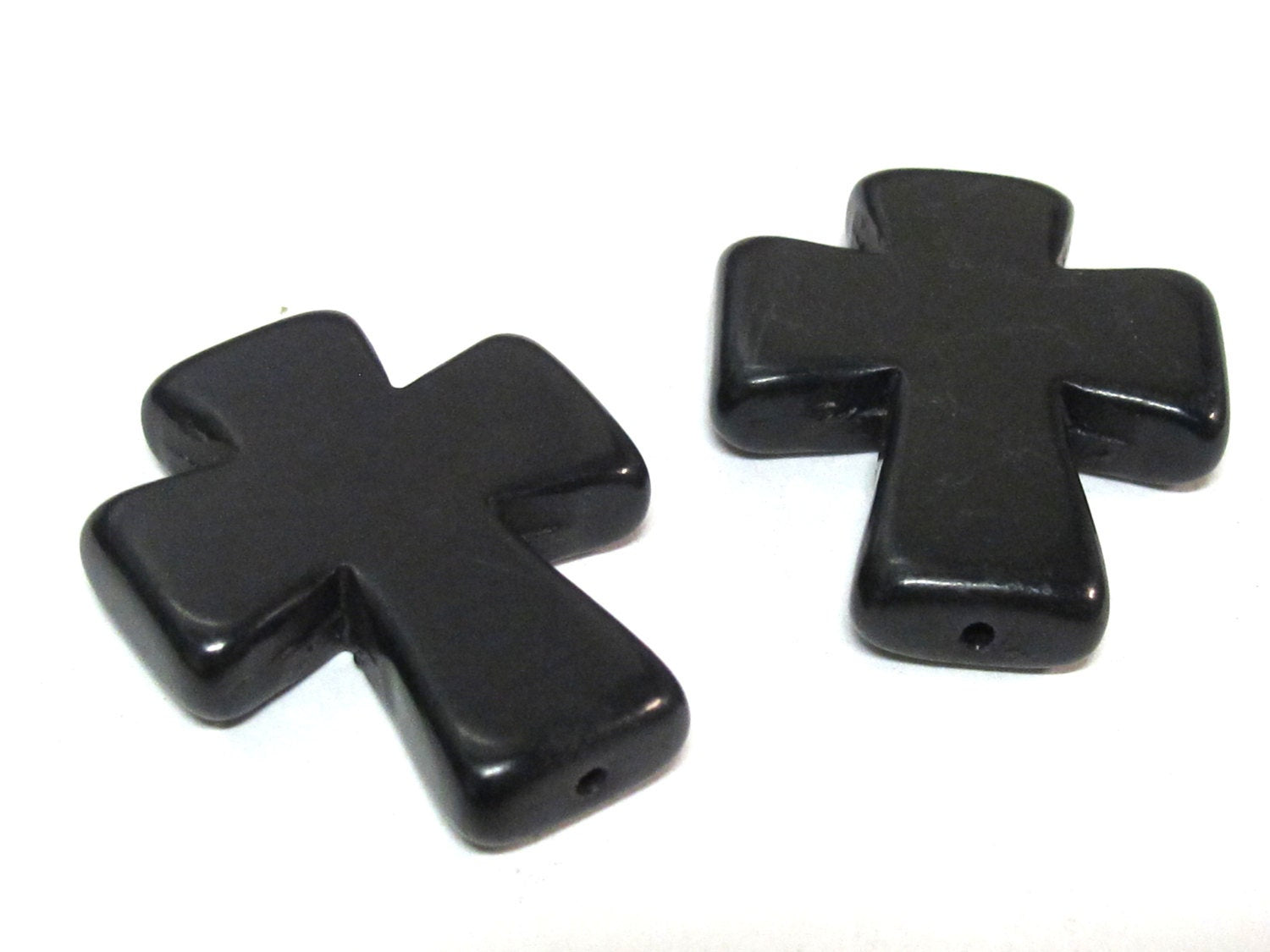 1 Bead - Black color howlite cross bead 36 mm x 30 mm - GM421