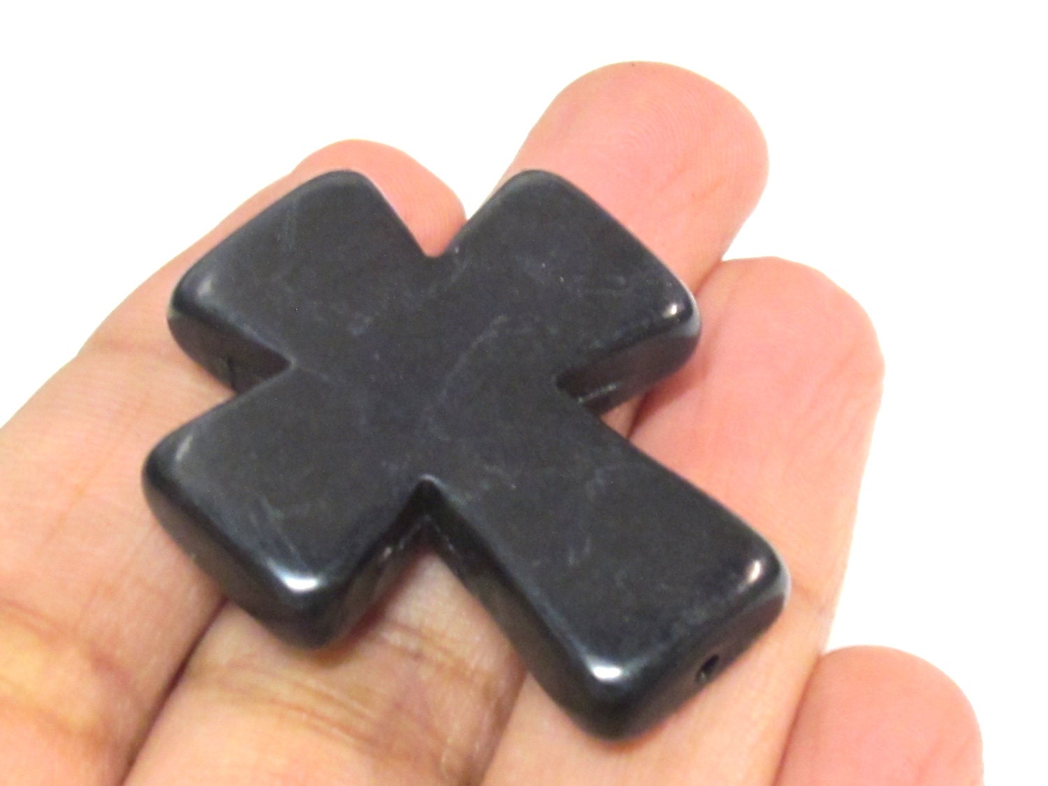 1 Bead - Black color howlite cross bead 36 mm x 30 mm - GM421