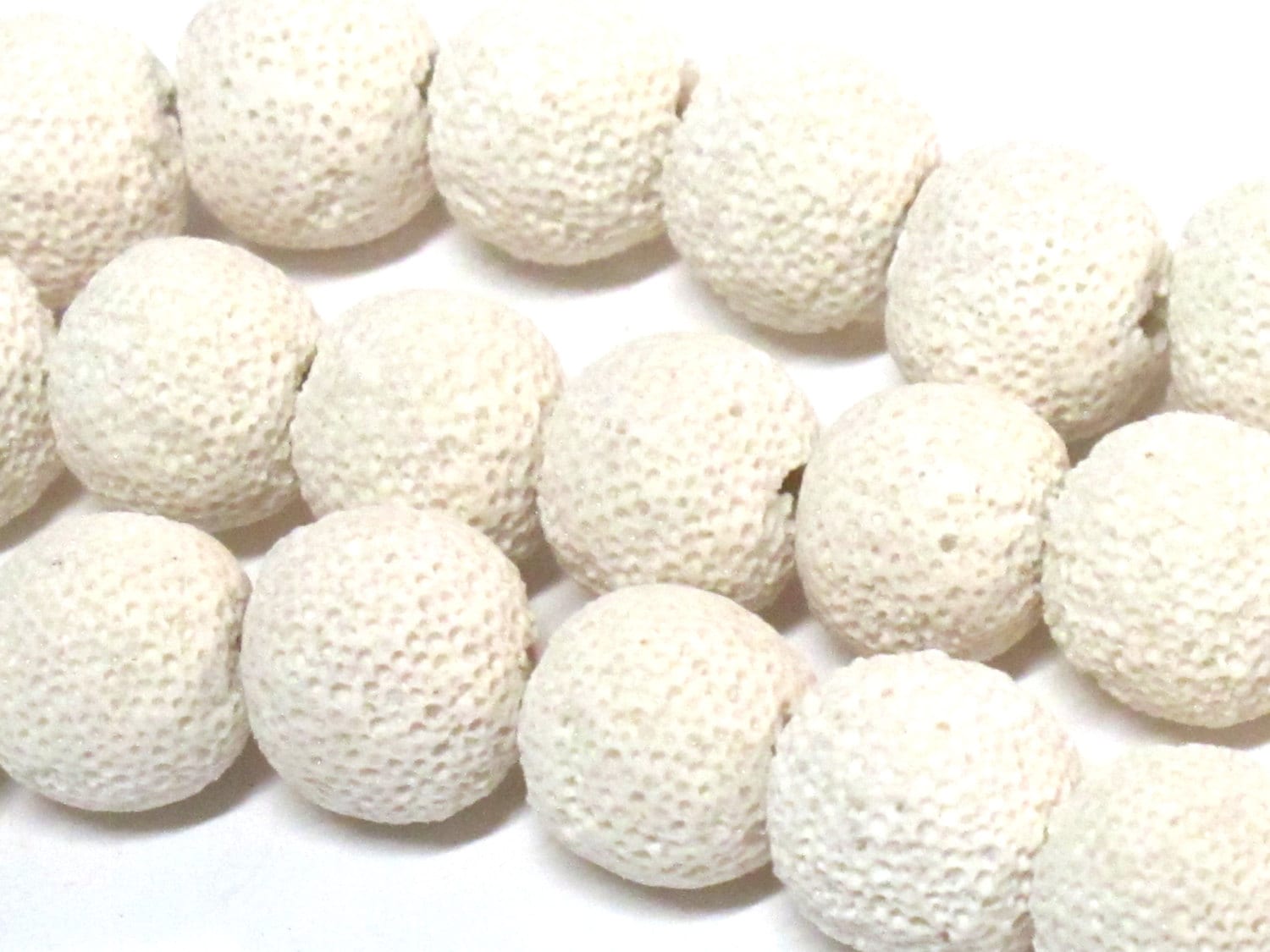 10 Beads - White color round oval shape lava beads 13 mm - NB153