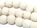10 Beads - White color round oval shape lava beads 13 mm - NB153