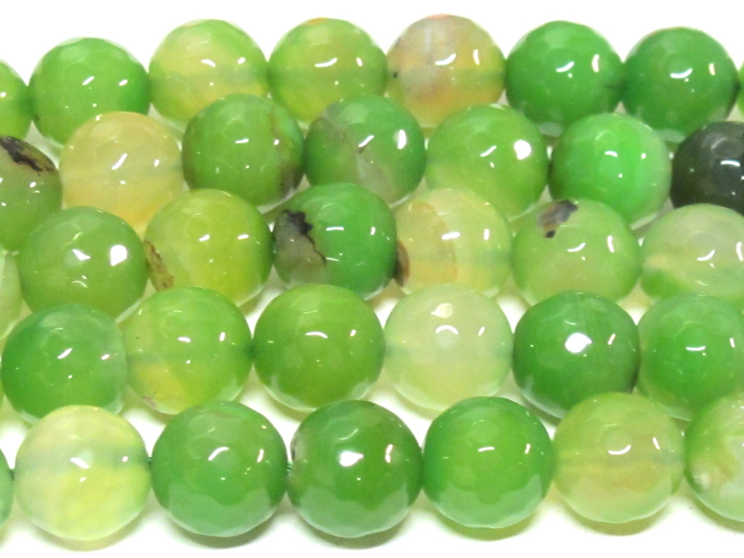 10 BEADS - 12 mm size Faceted Green agate gemstone beads - GM422