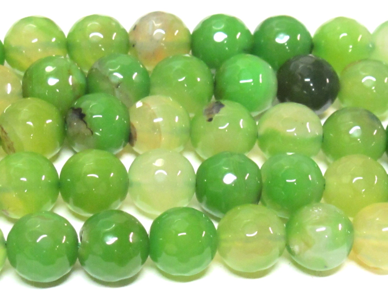 10 BEADS - 12 mm size Faceted Green agate gemstone beads - GM422