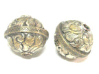 1 Bead - Tibetan bead antiqued finish floral repousse design focal pendant bead from Nepal - BD009A