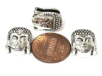 2 Beads- Buddha beads buddha charms Antiqued silver tone large hole slider Tibetan Buddha bead - BD110B