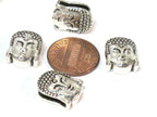 2 Beads- Buddha beads buddha charms Antiqued silver tone large hole slider Tibetan Buddha bead - BD110B