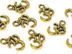 6 Beads-Antiqued golden color yoga meditation om metal charms beads - BD118