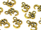6 Beads-Antiqued golden color yoga meditation om metal charms beads - BD118