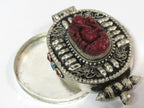 Beautiful red Ganesha Ghau prayer box pendant - PM152C