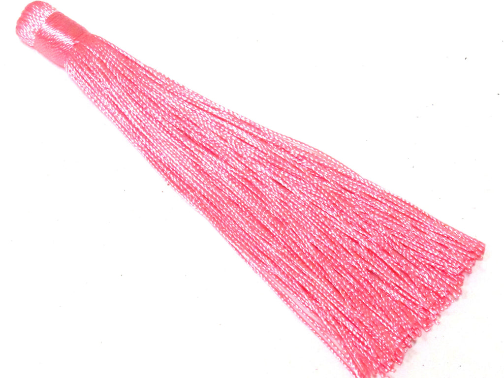 1 Piece - Long pink color silky tassel charm supplies - 120 mm long - BD874C