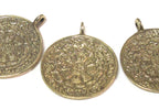 Tibetan ethnic timeline wheel calendar melong solid Brass pendant 50 mm height x 43 mm wide - CP124 custom design copyright Nepalbeadshop