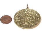 Tibetan ethnic timeline wheel calendar melong solid Brass pendant 50 mm height x 43 mm wide - CP124 custom design copyright Nepalbeadshop