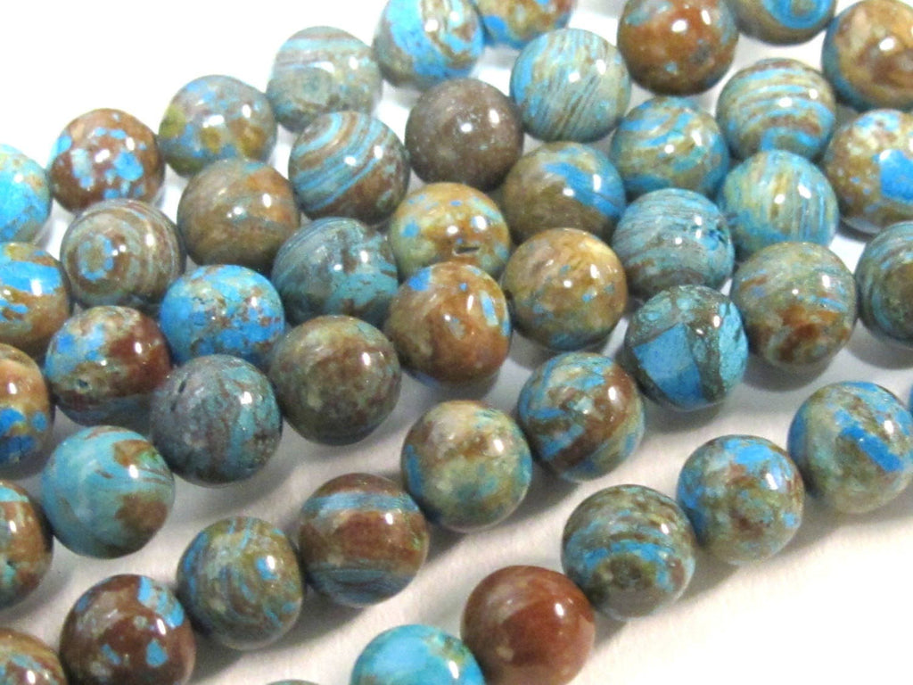 10 Beads - Gorgeous Blue brown swirls Jasper gemstone beads 6 mm size - GM424
