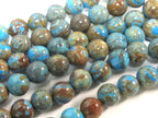 10 Beads - Gorgeous Blue brown swirls Jasper gemstone beads 6 mm size - GM424