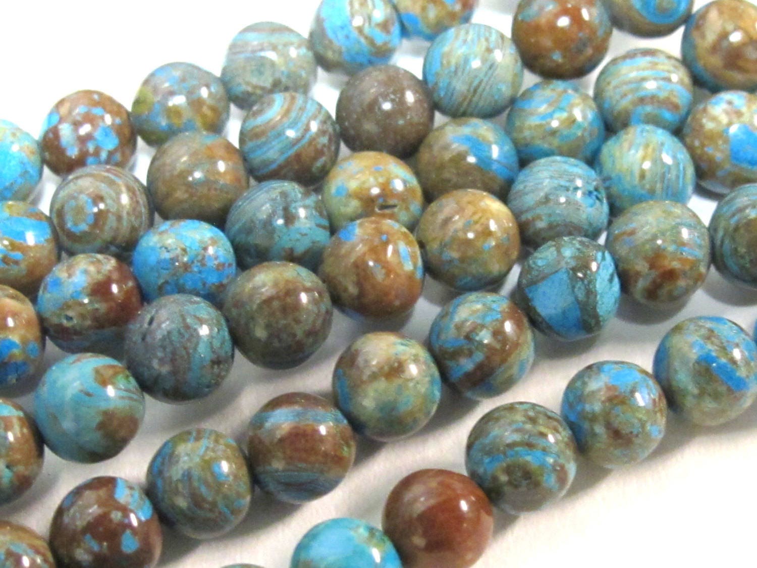 10 Beads - Gorgeous Blue brown swirls Jasper gemstone beads 6 mm size - GM424