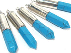 1 Pendant - Blue turquoise color howlite stone hexagon point pendant - PM334C
