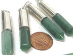 1 Pendant - Green adventurine gemstone hexagon point pendant - PM334D