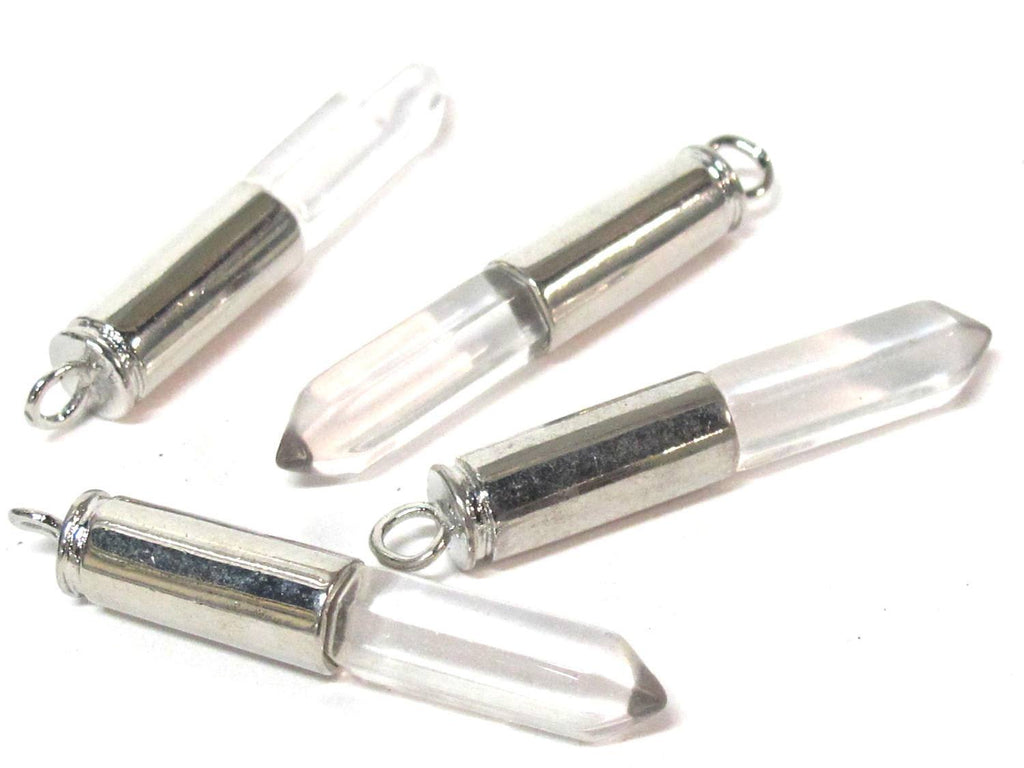 1 Pendant - Clear quartz gemstone hexagon point pendant - PM334E