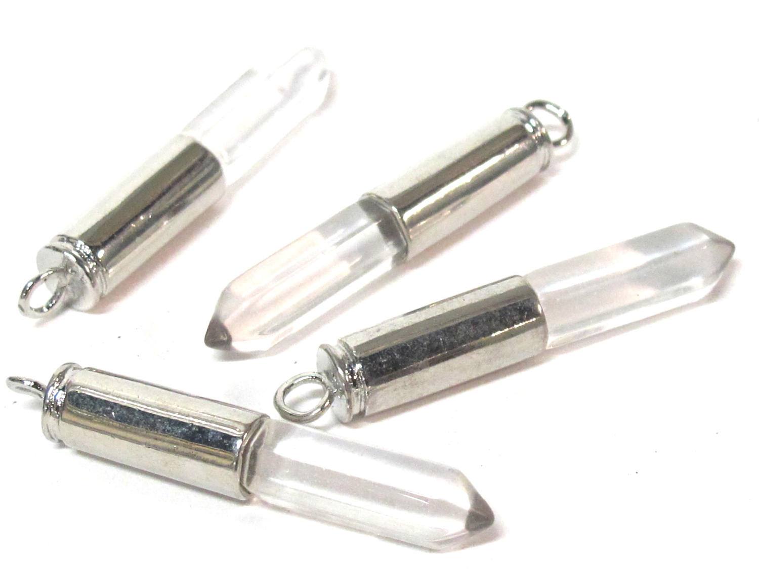 1 Pendant - Clear quartz gemstone hexagon point pendant - PM334E