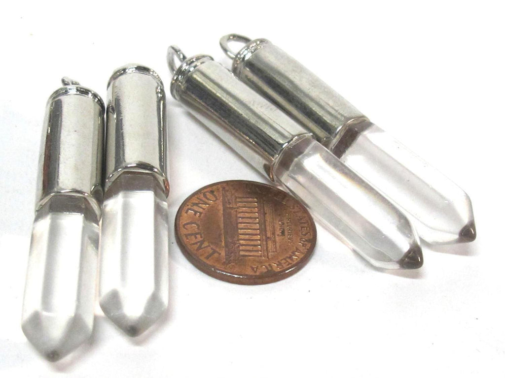 1 Pendant - Clear quartz gemstone hexagon point pendant - PM334E