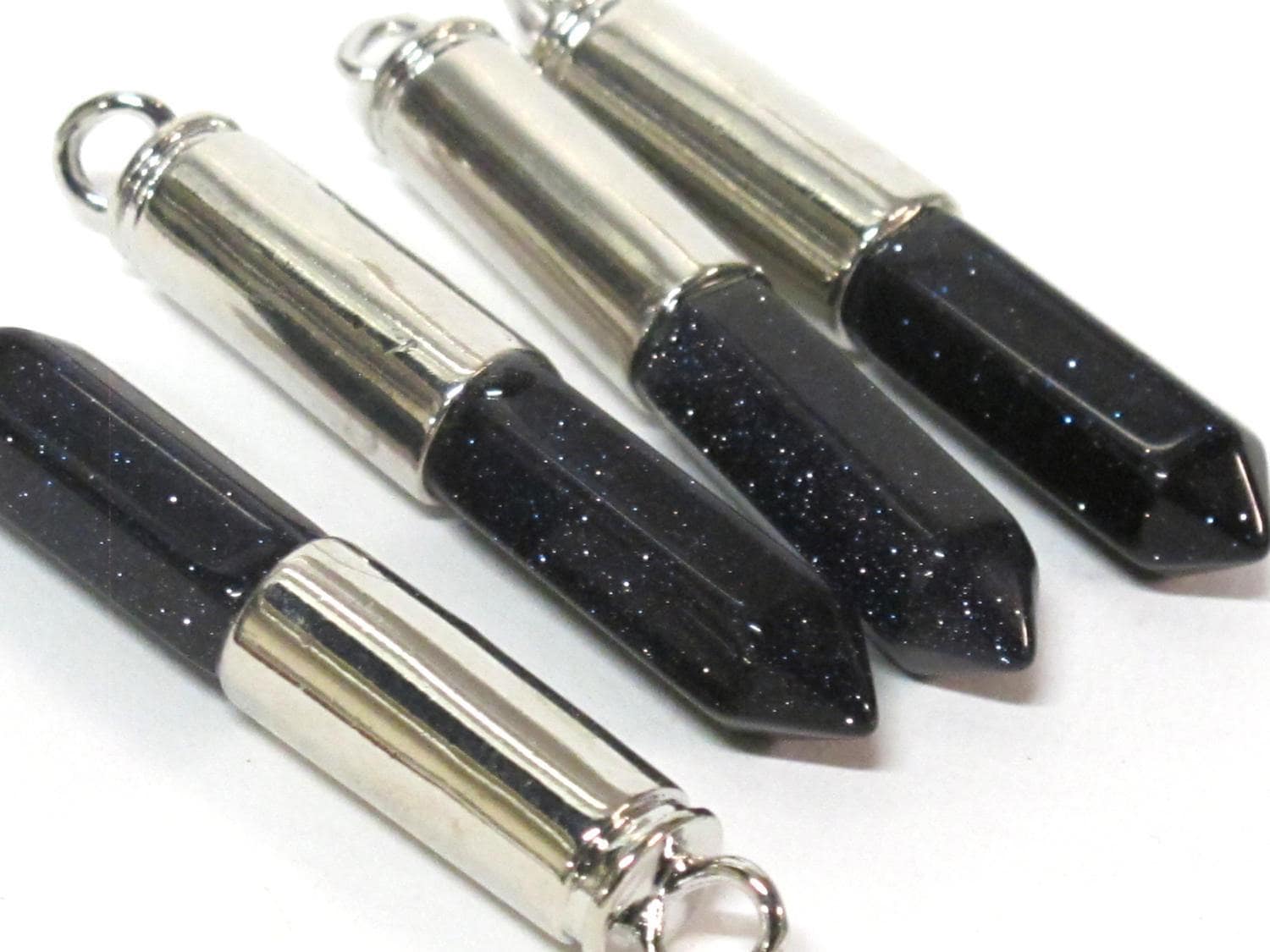 1 Pendant - Beautiful Blue black color sandstone glittery hexagon point pendant - PM334H