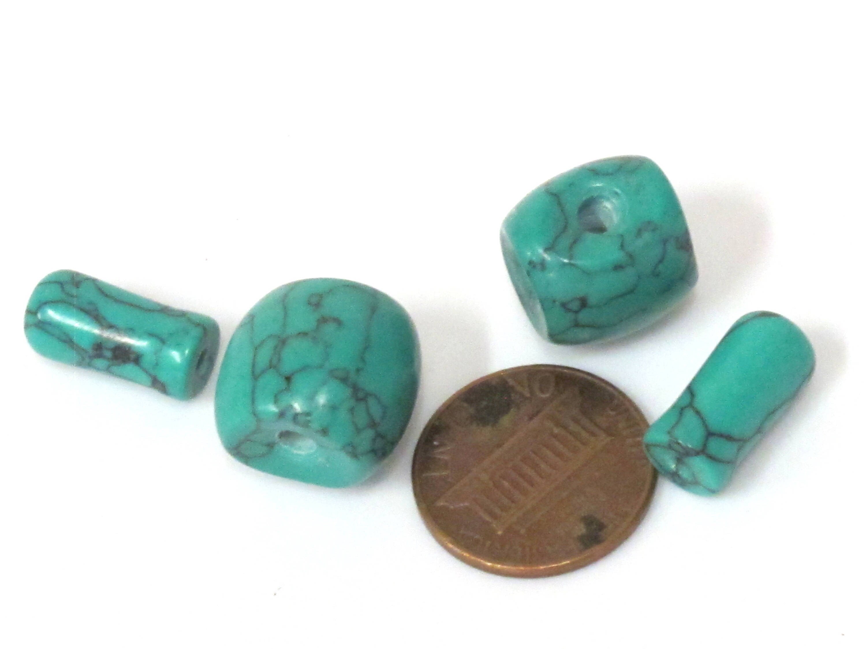 1 Guru Bead set - 3 hole dyed turquoise Guru column Bead set 13 mm x 14 mm - GB060
