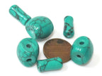 1 Guru Bead set - 3 hole dyed turquoise Guru column Bead set 13 mm x 14 mm - GB060