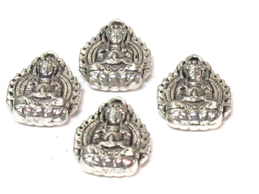 10 charms - Reversible silver tone seated buddha meditation charms - CM202