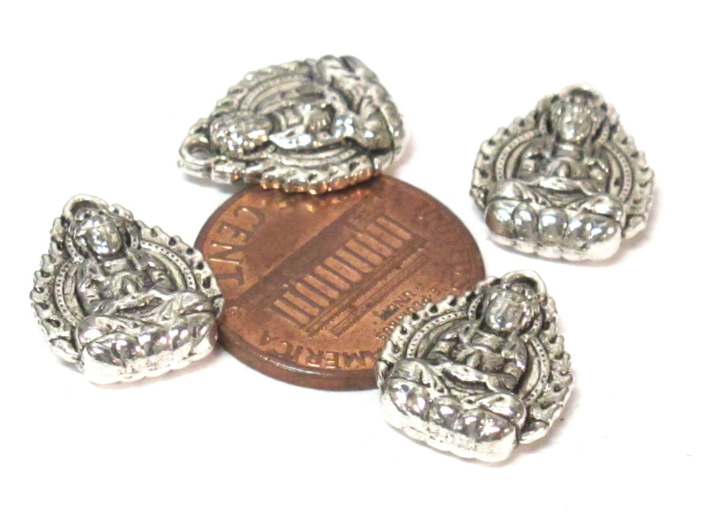 10 charms - Reversible silver tone seated buddha meditation charms - CM202