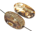 4 beads - Fossil agate flat large oval flat disc shape beads - GM427