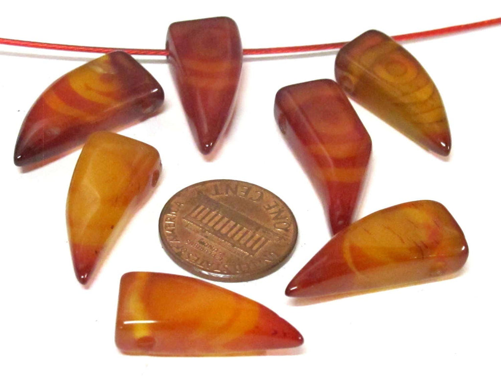 1 bead - Tibetan etched agate dzi gemstone horn shape bead - GM428