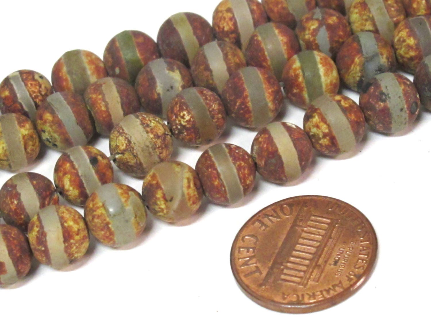 10 BEADS - Tibetan rustic brown color agate gemstone beads 8 mm size - GM430